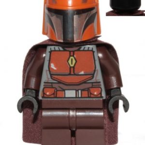 sw1079 - Mandalorian Tribe Warrior - Male, Dark Brown Cape, Dark Orange Helmet