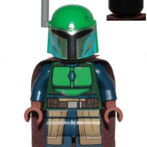 sw1078 - Mandalorian Tribe Warrior - Female, Dark Brown Cape, Green Helmet with Antenna / Rangefinder