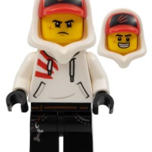 hs004 - Jack Davids - White Hoodie with Cap and Hood (Large Smile / Grumpy)